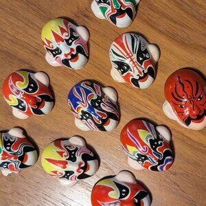 10 Vintage Beijing Opera Clay Masks Kempinski Beijing Hotel Estate Artist Owned